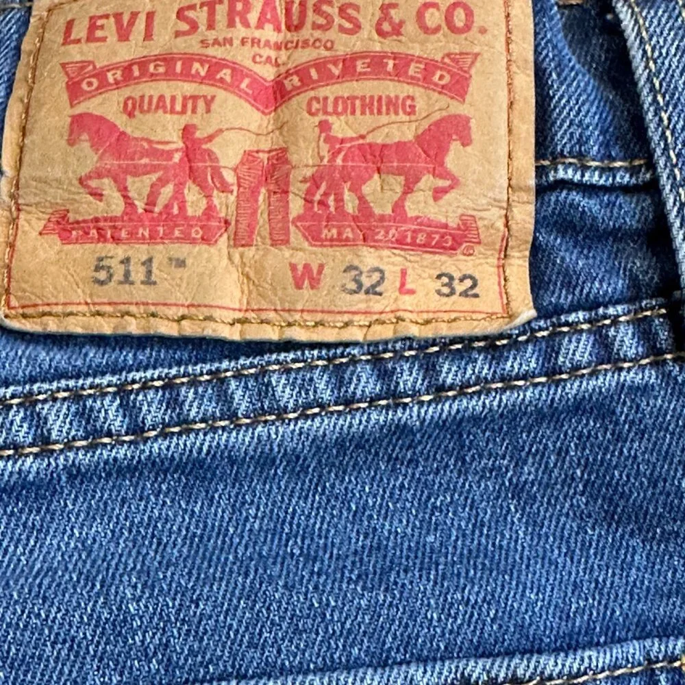 Levi's 511 Jeans Slim Fit Throttle Blue Stretch Low Rise Size 32x31 #04511-1163